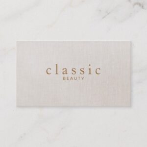 Simple and Sophisticated Beauty Beige Linen Look Business Card