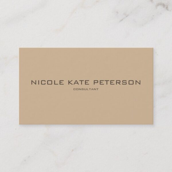 Simple Beige Minimalist Elegant Consultant Business Card