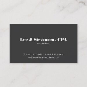 Simple Black Accountant CPA Business Card