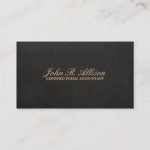 Simple Black Faux Linen Accountant Business Card