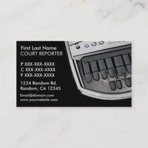 Simple black gray court reporter business cards