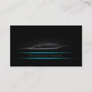 Simple Black Minimalist Cyan Line Car Card