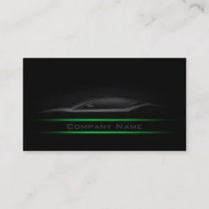 Simple Black Minimalist Green Line Car Card