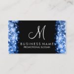 Simple Blue Lights Monogram Business Card
