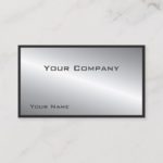 Simple Bordered Silver  Corporate  Business Card