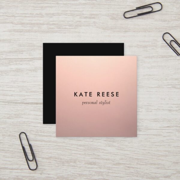 Simple Chic Copper Rose Gold Professional Stylist Square Business Card