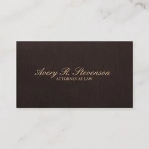 Simple Classic Attorney Dark Brown Linen Look Business Card