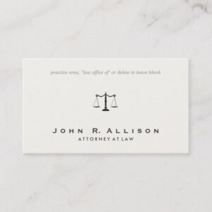 Simple Classic Attorney Scales of Justice Business Card