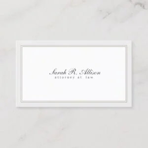 Simple Elegant Attorney White with Border Business Card