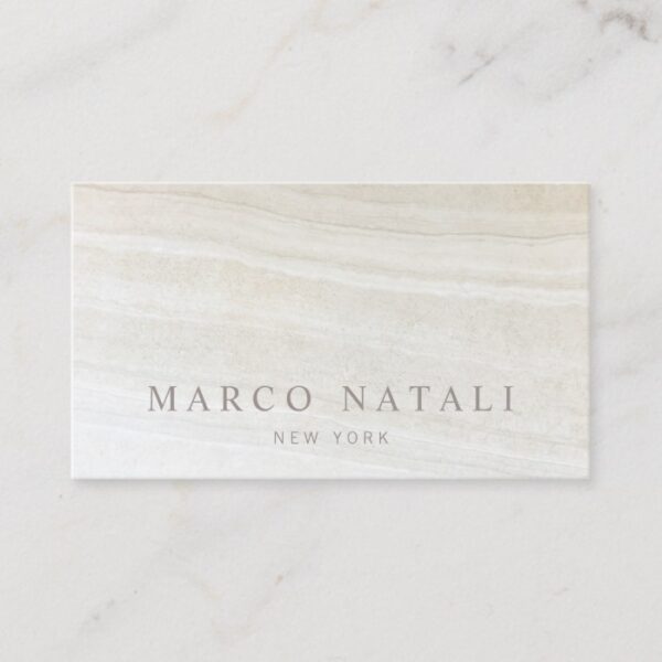 Simple Elegant Beige Marble Stone Business Card