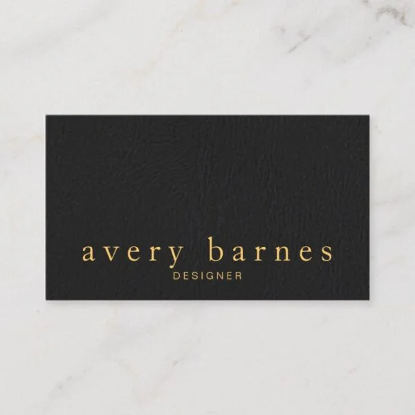 Simple Elegant Black  Leather Look Professional Business Card