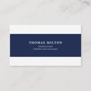 Simple Elegant Blue White Stripes Consultant Business Card