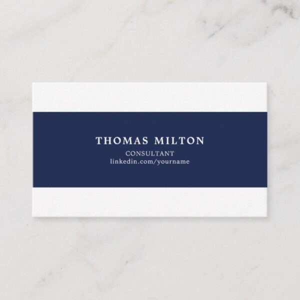 Simple Elegant Blue White Stripes Consultant Business Card
