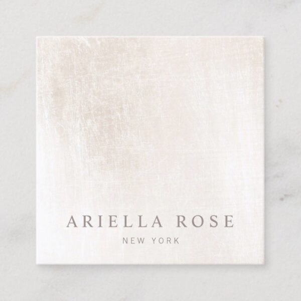 Simple Elegant Brushed White Marble Professional Square Business Card