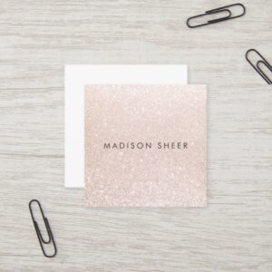 Simple Elegant Champagne Glitter Beauty Stylist Square Business Card