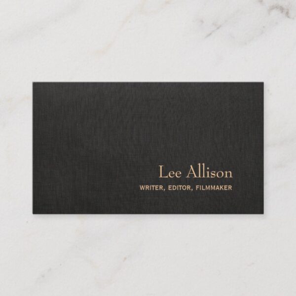 Simple Elegant Faux Black Linen Professional Business Card