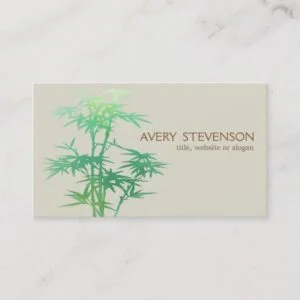 Simple Elegant Green Bamboo Nature Health Spa Business Card