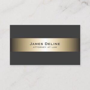 Simple Elegant Grey Faux Gold Stripes Attorney Business Card