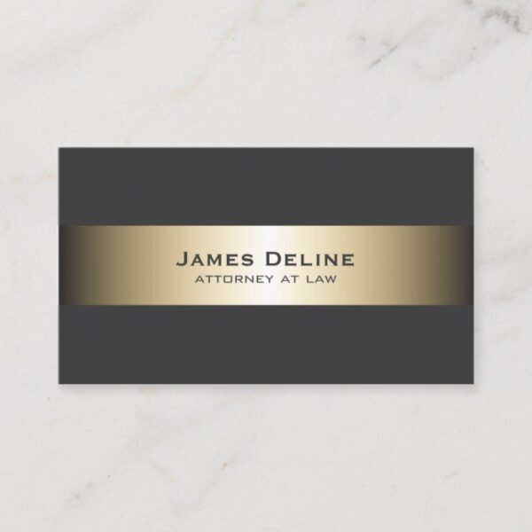 Simple Elegant Grey Faux Gold Stripes Attorney Business Card