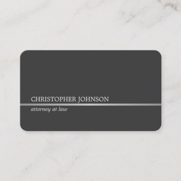 Simple Elegant Grey Faux Silver Line Attorney Business Card