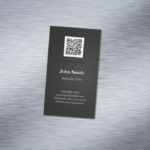 Simple Elegant Plain Black – Professional QR Code Business Card Magnet