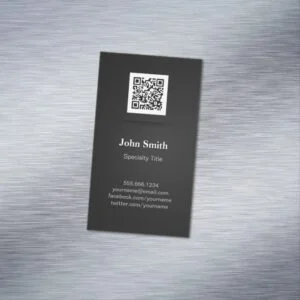 Simple Elegant Plain Black - Professional QR Code Business Card Magnet