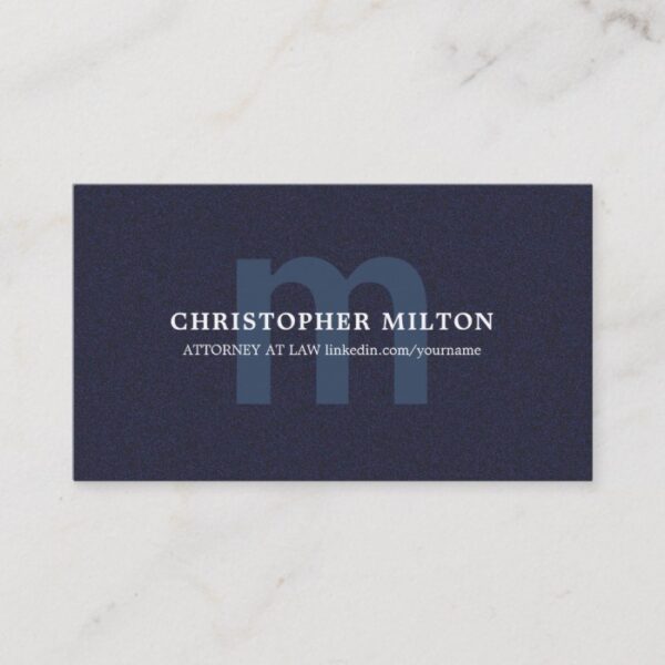 Simple Elegant Texture Blue MonogramConsultant Business Card