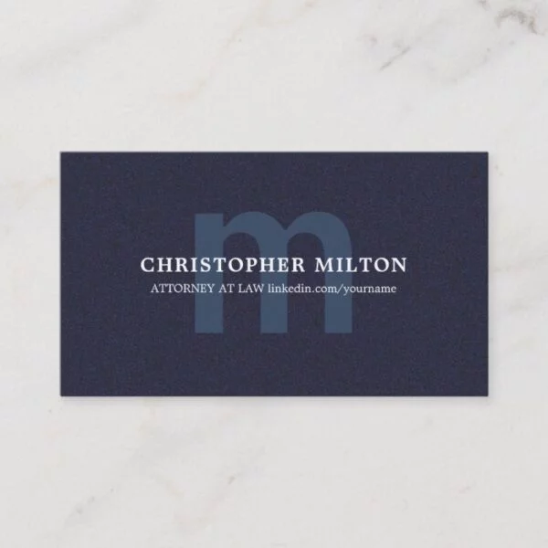 Simple Elegant Texture Blue MonogramConsultant Business Card