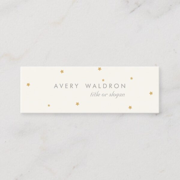 Simple Elegant Tiny Gold Stars Cream White Mini Business Card
