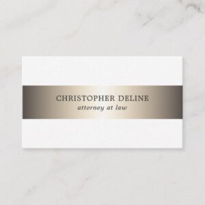 Simple Elegant White Faux Metal Stripe Attorney Business Card