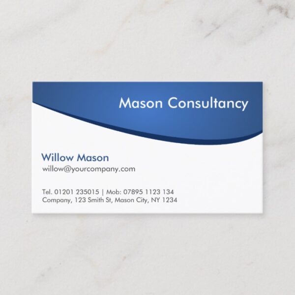 Simple Generic Blue and White Curved Business Card