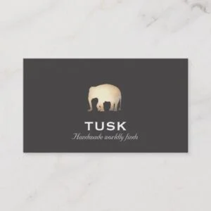 Simple Gold Foil Look Elephant Black Business Card