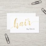 Simple Gold Script Typography Hair Stylist Salon Business Card