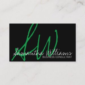 Simple Green Initials Professional Business Cards