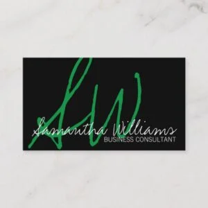 Simple Green Initials Professional Business Cards