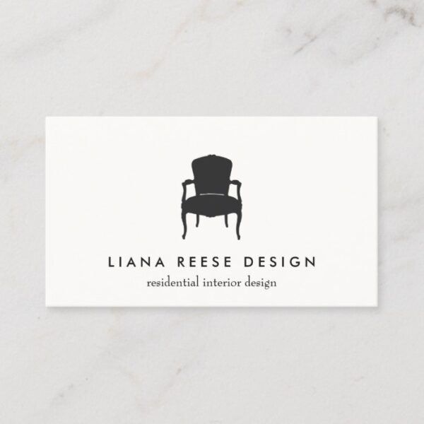Simple Interior Design French Chair Logo Cream Business Card