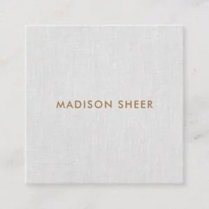 Simple, Light Gray Linen, Minimalist Professional Square Business Card