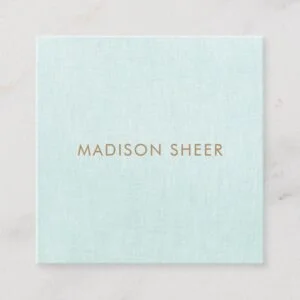 Simple, Light Turquoise Blue, Stylish Minimalist Square Business Card