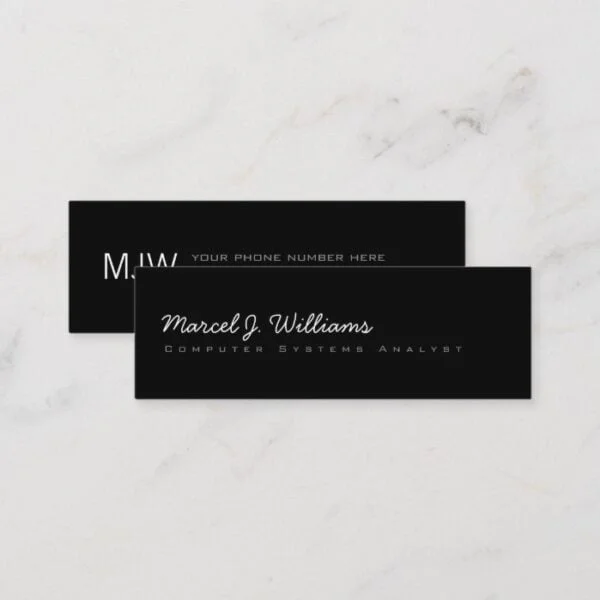 simple minimalist modern professional blk. mini business card