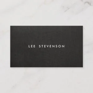 Simple Minimalistic Modern Black Linen Look Business Card