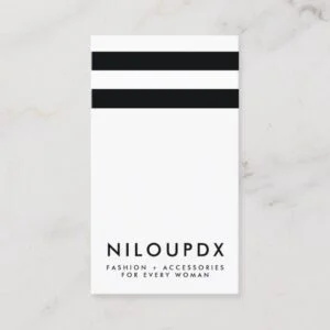 Simple Modern Black White Striped Business Card