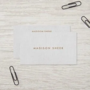 Simple Modern, Light Gray Linen Professional Business Card