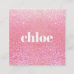 Simple Modern Pink Glitter Makeup Artist Square Business Card