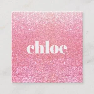 Simple Modern Pink Glitter Makeup Artist Square Business Card