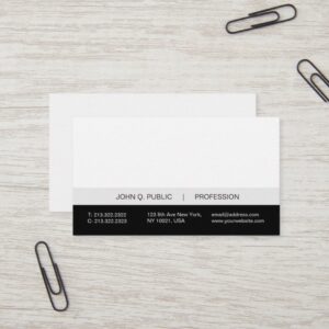 Simple Modern Professional Black White Grey Matte Business Card