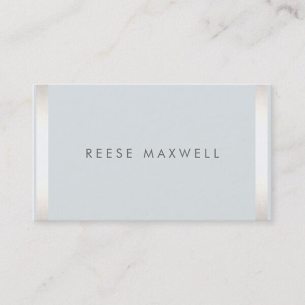 Simple Modern Professional Silver Border Gray 2 Business Card