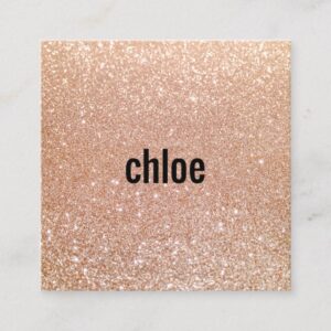 Simple Modern Rose Gold Glitter Makeup Artist Square Business Card