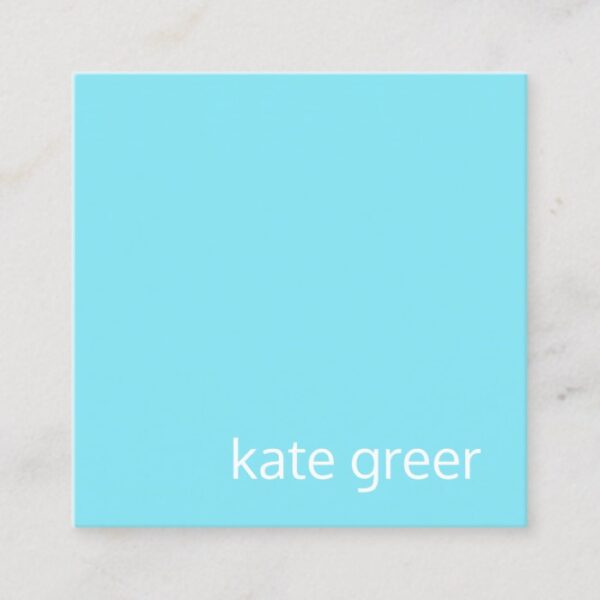 Simple Modern Turquoise Blue Professional Square Business Card
