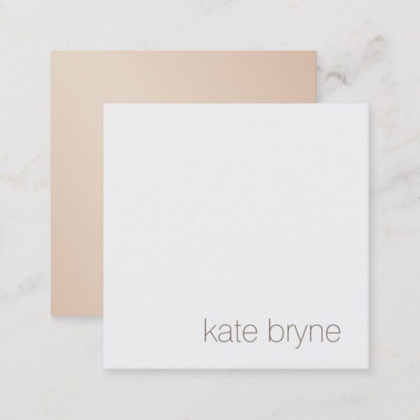 Simple Modern White Professional Rose Gold Back Square Business Card