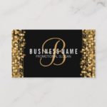 Simple Monogram Gold Lights & Sparkles Business Card